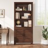 71" Bookcase with Door & 5 Tier Open Shelf Storage, Wooden Farmhouse Rustic Vintage Etagere Bookshelf Cabinet for Office, Living Room, Bed Room, Brown - 4 of 4