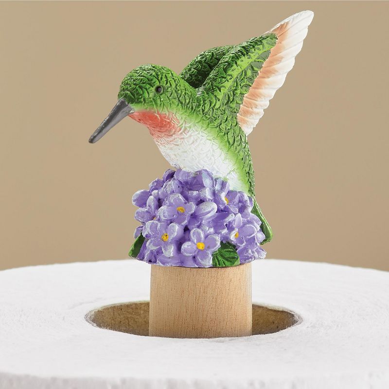 Collections Etc Hummingbirds and Hydrangeas Hand-Painted Paper Towel Holder 7 X 7 X 14.5, 3 of 4