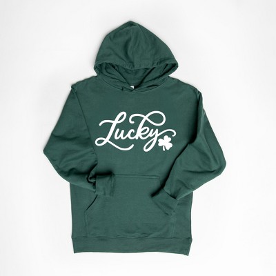 Simply Sage Market Women's Graphic Hoodie Cursive Lucky Clover