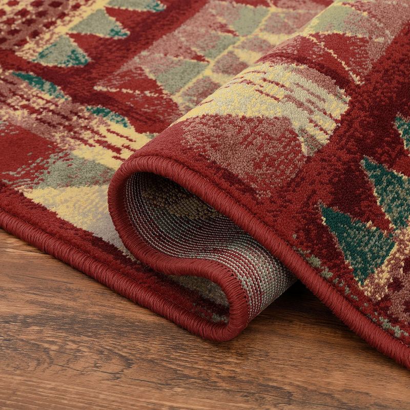 WhizMax Area Rug Vintage Boho Distressed Rug Floral Throw Carpet Non Slip Backing, Red, 4 of 9