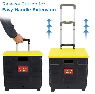 Yellow and Black Mobile Folding Utility Cart with Aluminum Handle