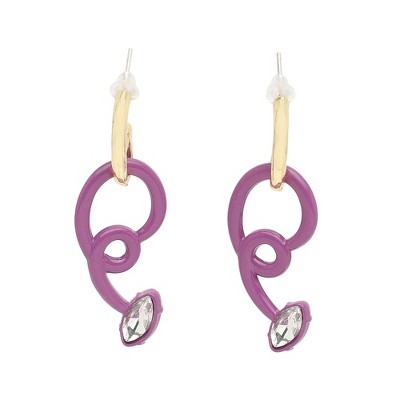 SOHI Women's Purple Abstract Drop Earrings
