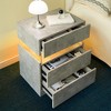 ChicFurnit Nightstand Modern Three Drawer Storage Table for Bedroom Organization, Gray, 23.64"*17.93"*8.07" - 2 of 4