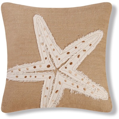 Fire Fit Designs Decorative Accent Couch Sofa Beach Star Fish Sand Ocean Blue Throw Pillow 16x16 Multicolor 