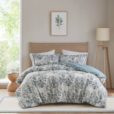 King Blue Cotton Down Alternative Comforter Set with Shams