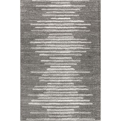 Bohemian Bliss Gray and Ivory Stripe 4' x 6' Synthetic Area Rug