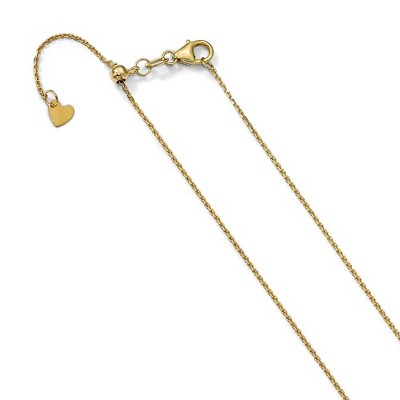 Black Bow Jewelry 1.1mm 14k Yellow Gold Adjustable D/C Cable Chain Necklace, 22 Inch