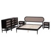 Baxton Studio Shirin Mid-Century Beige Fabric and Black Wood Queen 5-Piece Bedroom Set - 3 of 4