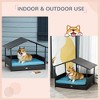 UbMelt Dog Bed Outdoor Pet Bed for Small Dogs Rattan Dog House with Water-resistant Cushion and Canopy, Modern Pet Furniture for Puppies - 3 of 4