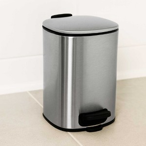 Evideco French Home Goods Metal Waste Basket with Silent Soft Close Lid, Large 5L - 1.3 Gal- - 1 of 4