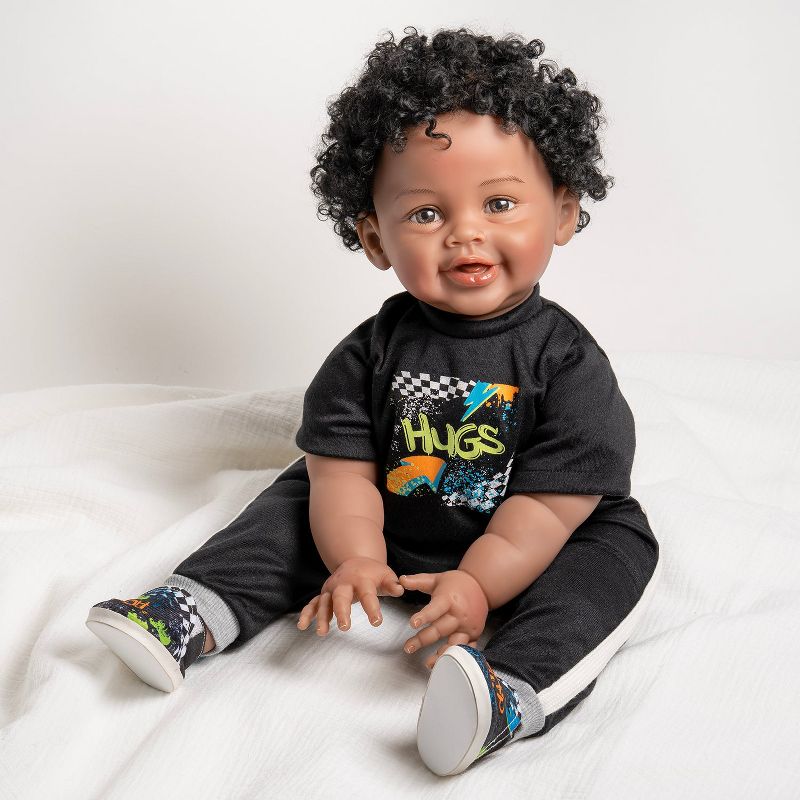 Paradise Galleries Black Reborn Toddler Doll Oh Baby, 22 inch Chunky Baby with Rooted Hair, Baby Boy Doll Gift Set, 2 of 4