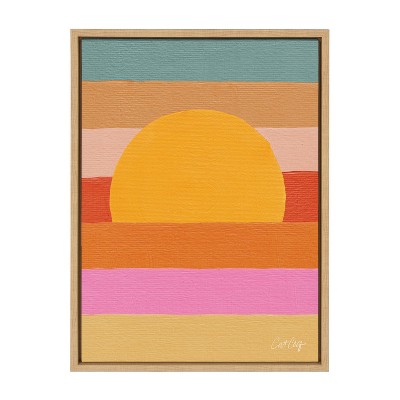 18" x 24" Sylvie Sunset Waves Framed Canvas by Cat Coquillette Natural - Kate & Laurel All Things Decor