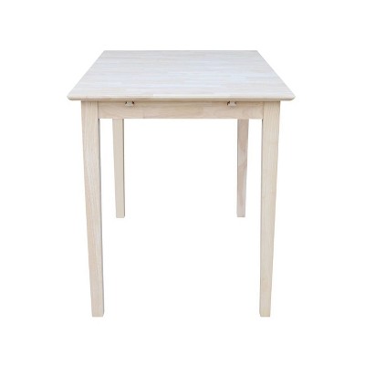 Casual Shaker-Style Extendable Counter Height Dining Table in Unfinished Wood