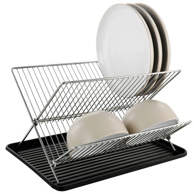 MegaChef Chrome Plated 17.5 Inch Two Shelf Dish Rack, Color