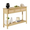 Glasflength Decorative Storage Cabinets, Mid Century End Table with Drawer, Living Room Rattan Storage Table Kitchen Cabinet, Yellow 47.2"*11.8"*32.1" - 2 of 4