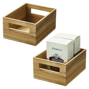iDesign Acacia Wood Pantry Bin with Handles - Set of 2 - Natural - 1 of 4
