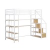 NicBex Twin Size Bunk Bed with Desk Metal Frame Bed Frame with Storage Racks, Stairs, Guardrails, No Box Spring Required, Space Saving, White - 3 of 4