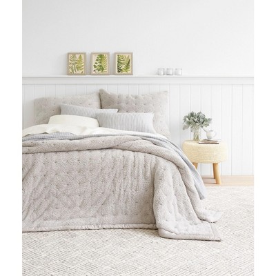 Ivory and Gray Striped Wool Rectangular Rug 3' x 5'