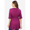 Woman Within Women's Plus Size Elbow Sleeve V-Neck Fit And Flare Tunic - 3 of 4