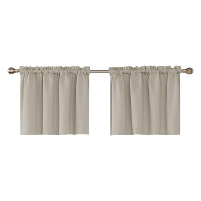 Deconovo Rod Pocket Solid Window Valance Curtains (2 Panels, Light Filtering, OEKO-TEX Certified)