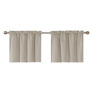 Deconovo Rod Pocket Solid Window Valance Curtains (2 Panels, Light Filtering, OEKO-TEX Certified) - 1 of 4
