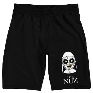 The Nun Chibi Graphic Men's Black Sleep Pajama Shorts - 1 of 4