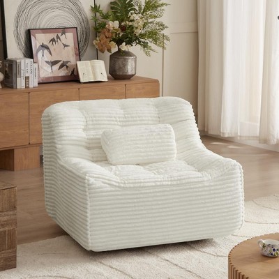 Vynxaria 360 Oversize swivel Glider  Chair with switchable head pillow and waist pillow , comfortable compression swivel chair