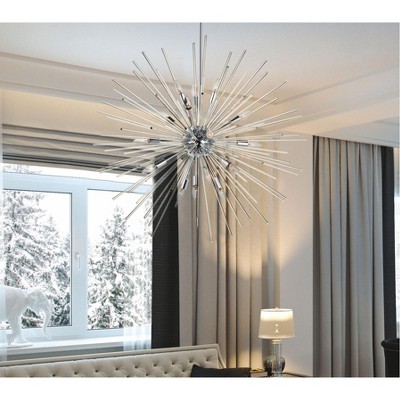 Polaris 16-Light Clear Glass and Chrome Sputnik Pendant