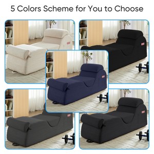 Mjkone Corduroy Yoga Chaise Lounge Chair,Curved Yoga Lounger Sofa with Movable Headrest/Waist Cushion/Footrest,Non-Slip Bottom - 1 of 4