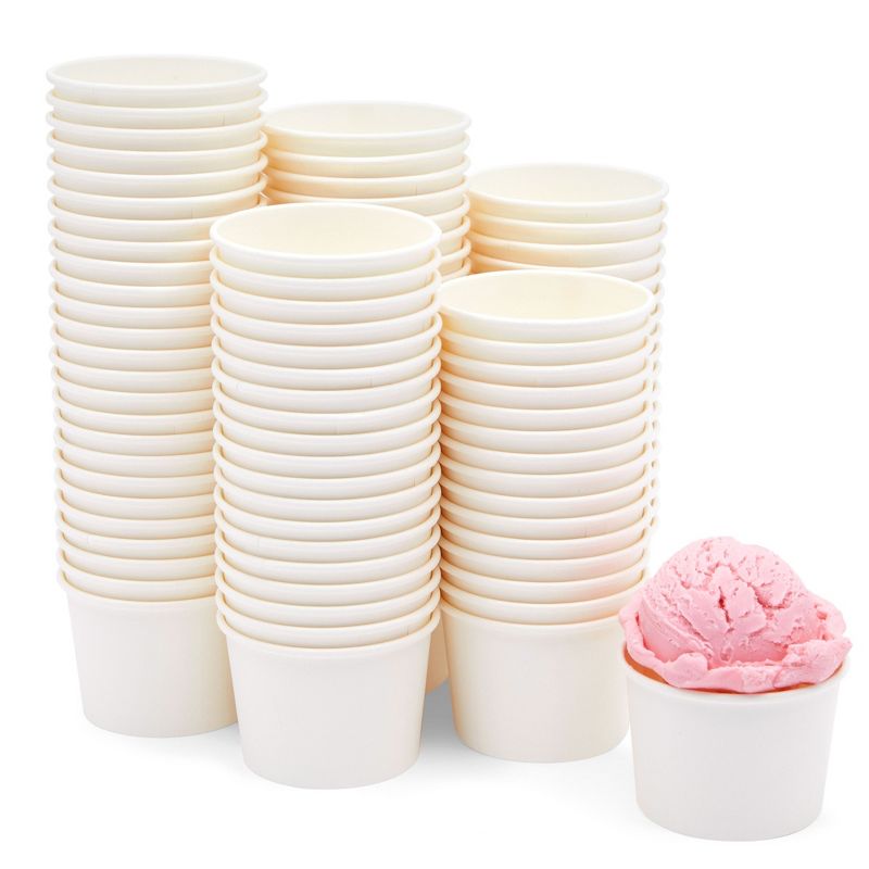 Juvale 100 Pack Disposable Ice Cream Sundae Cups for Frozen Dessert, Yogurt, Fruit Cocktails, 5 oz, 1 of 12