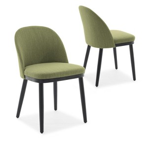 Dining Chairs Set of 2, Linen Upholstered Kitchen Chairs with Thick Cushions Seat and Curved Back - 1 of 4