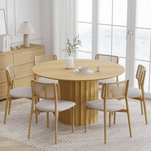 Dovelina Mid-Century Round Dining Table Wood Kitchen Table for 4 People - Natural Wood - image 1 of 4