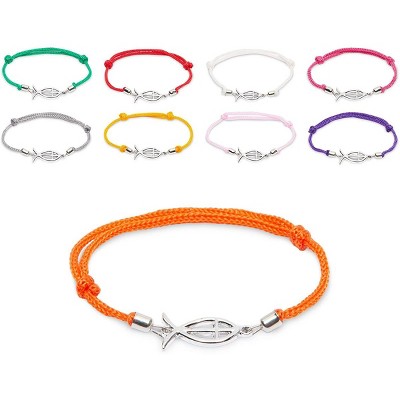 Faithful Finds 12 Piece Adjustable Religious Bracelets for Women and Men Jewelry Accessories, Christian Fish