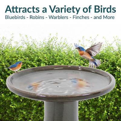 Dusty Rose Ceramic Two-Tone 21-Inch Outdoor Bird Bath