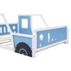 Sapphtopaz Car-Shaped Bed Frame for Kids with Headboard Platform Bed with Wheels and Slats for Boys & Girls, Bedroom, Nursery - 2 of 4