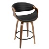 Set of 2 Symphony Mid Century Modern Counter Height Barstool Faux Leather Walnut/Black - LumiSource: Swivel, Wood & Metal Frame, 250lb Capacity - 3 of 4