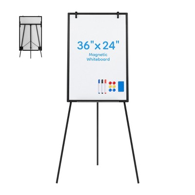 INFURNIC Whiteboard Easel Magnetic White Board Dry Erase Porbable Boards Height Adjustable with Stand for School Office Home, Black, 23.6"*1.57"*62.4"