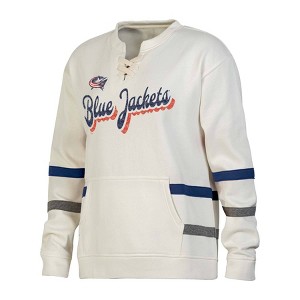 NHL Columbus Blue Jackets Women's Natural Long Sleeve Fleece Hooded Sweatshirt - 1 of 3
