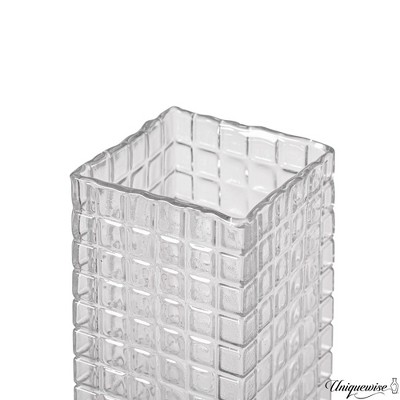 Uniquewise 12" Frosted Clear Glass Square Table Vase