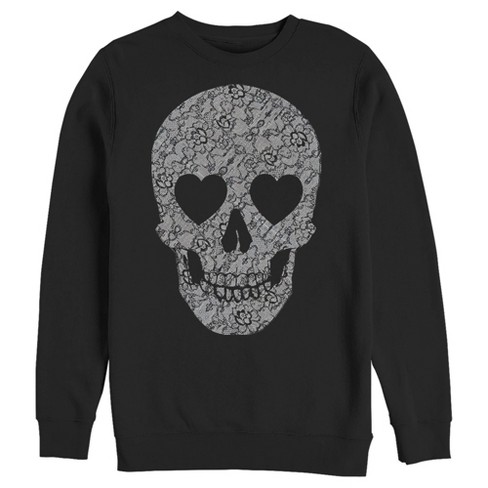 Men's Lost Gods Lace Print Heart Skull Sweatshirt : Target
