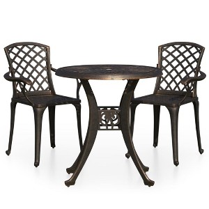 vidaXL Bistro Set Cast Aluminum Balcony Furniture - Bronze 2 Piece - 1 of 4