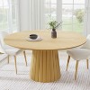 PexFix 60" Solid Wood Round Dining Table Kitchen Table for 6-8 with Tabletop & Textured Tapered Base for Living/Dining Room Coffee Office Natural - 2 of 4