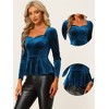 INSPIRE CHIC Women's Elegant Sweetheart Neck Long Sleeve Velvet Peplum Top - 2 of 4