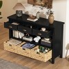 Wood Console Table with 3 Drawers and Water Hyacinth Baskets, Rustic Entryway Table or Sofa Table with Storage for Hallway-The Pop Home - 3 of 4