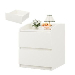 coucheta Nightstand with 2 Drawers, Bedside Table White Modern Side Table with Hndle-free Drawers - 1 of 4