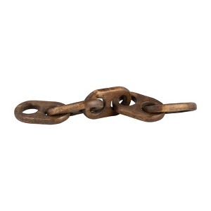 Decorative Object Wood Linked Chain Accent 18"x3"x0.5" Brown Casual Design for Home Office Living Room Decor - 1 of 4
