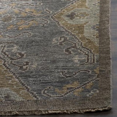 Handmade Brown Wool 6' x 9' Floral Area Rug