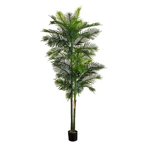 Nearly Natural 9-ft UV Resistant Artificial Double Robellini Palm Tree (Indoor/Outdoor) - 1 of 2
