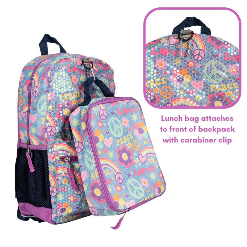 CLUB LIBBY LU Retro Denim Sequin Backpack with Lunch Box Set for Girls, 3 Piece Value Bundle, 16 Inch, 3 of 10