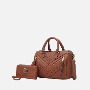 MKF Collection Lara Women’s Satchel Bag – Stylish and Spacious Handbag with Matching Wallet – by Mia K- Brown - 1 of 4